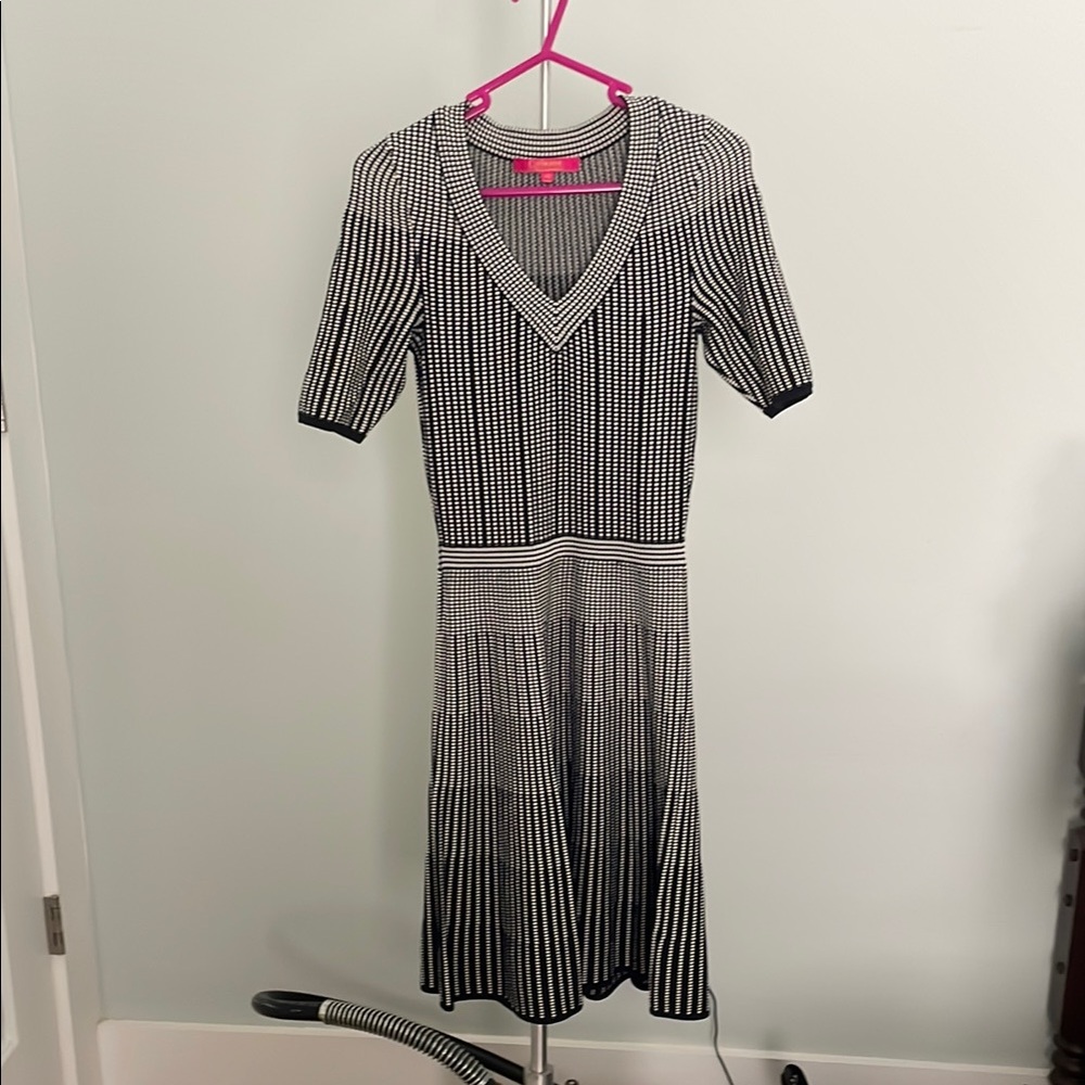 Elegant Blue and White Striped Dress